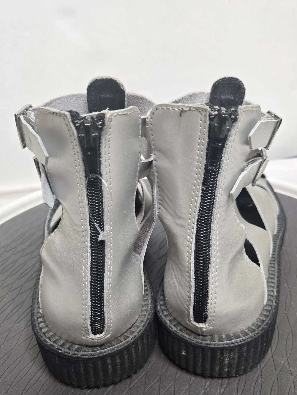 TUK silver gladiator leather creeper goth shoe sandals 10